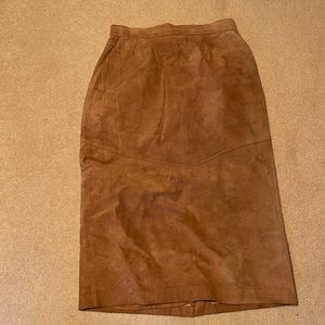 Suede midi skirt